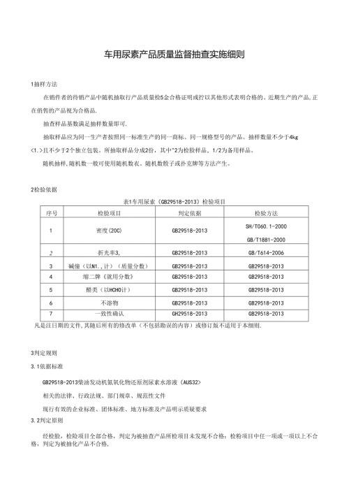 车用尿素产品质量监督抽查实施细则.docx