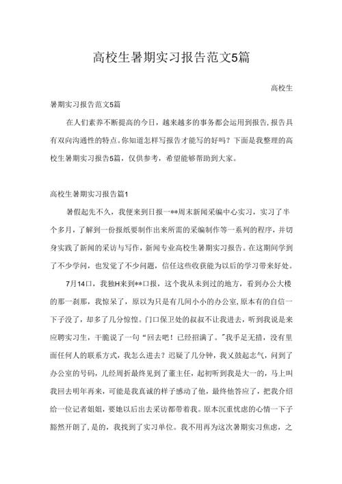 大学生暑期实习报告范文5篇.docx
