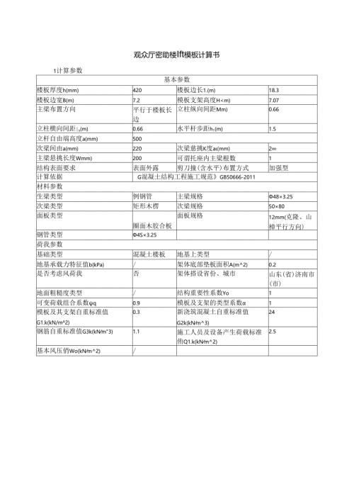 观众厅密肋楼盖模板计算书.docx