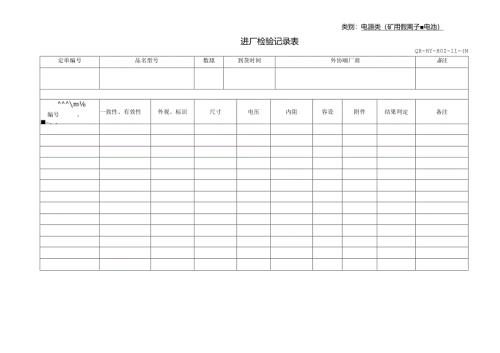 矿用锂离子蓄电池进厂检验记录表.docx