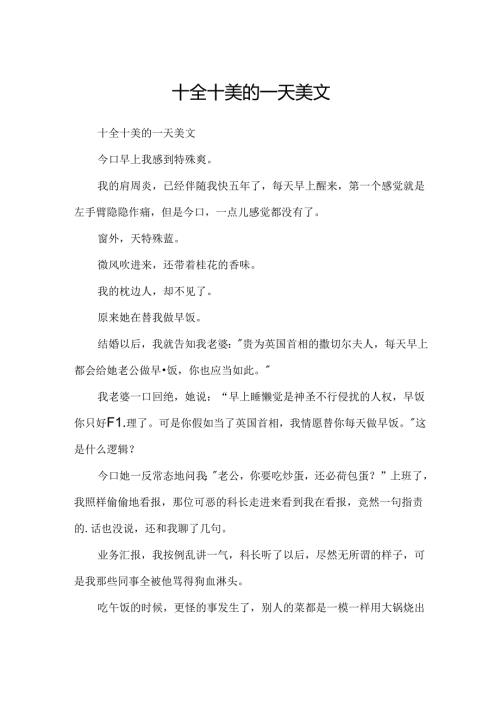 十全十美的一天美文.docx