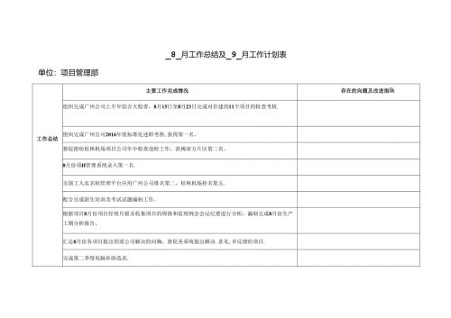 项目管理部2017年9月工作计划.docx