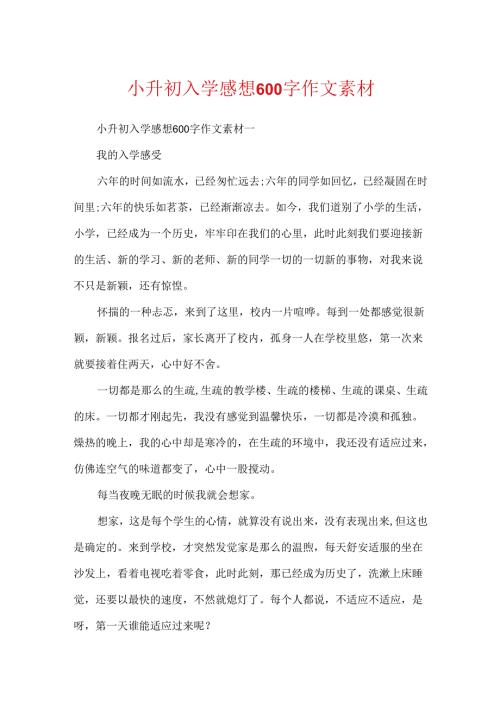 小升初入学感想600字作文素材.docx