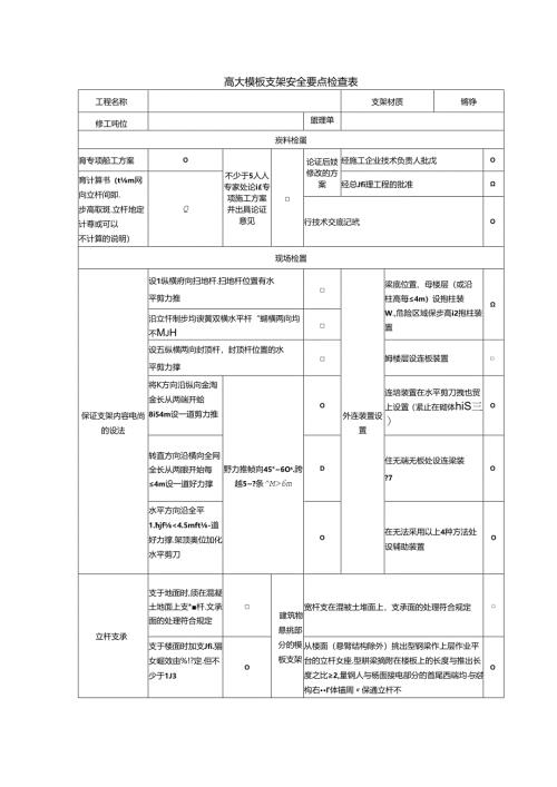 高大模板支架安全要点检查表.docx