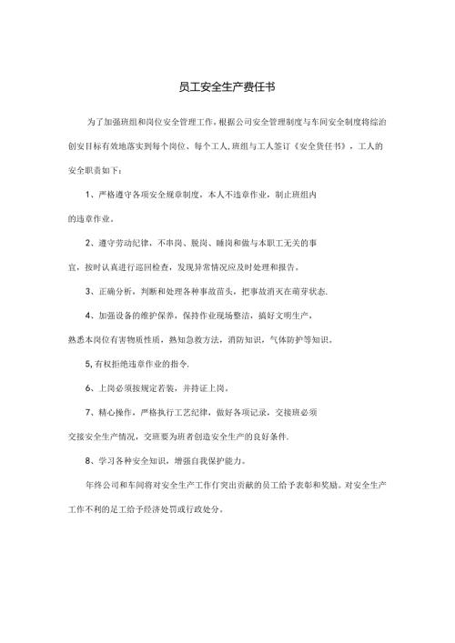 员工安全生产责任书.docx