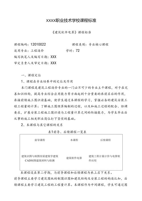 职业技术学校《建筑软件电算》课程标准.docx