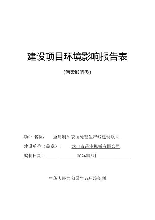 金属制品表面处理生产线建设项目环评报告表.docx