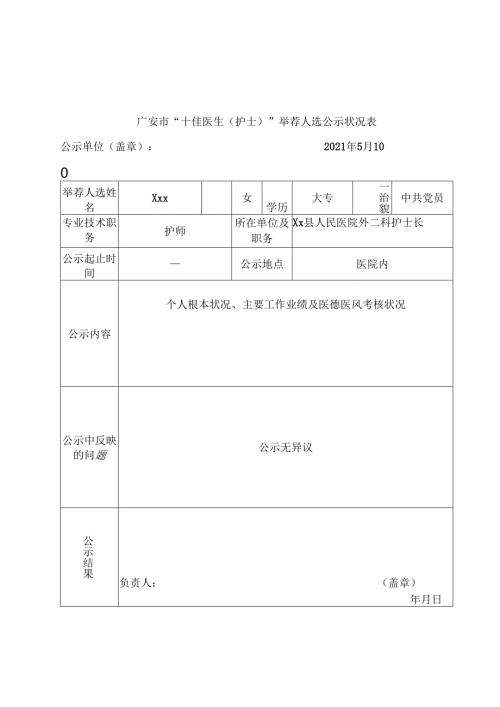 十佳护士 推荐材料.docx