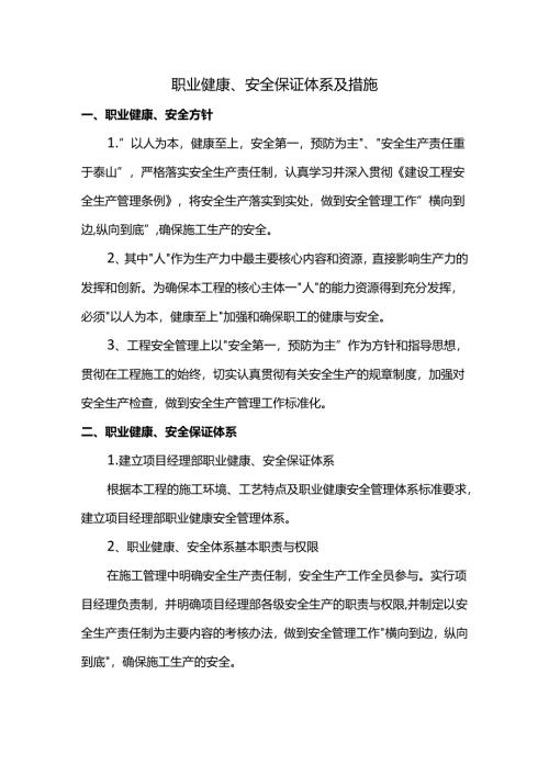 职业健康、安全保证体系及措施.docx
