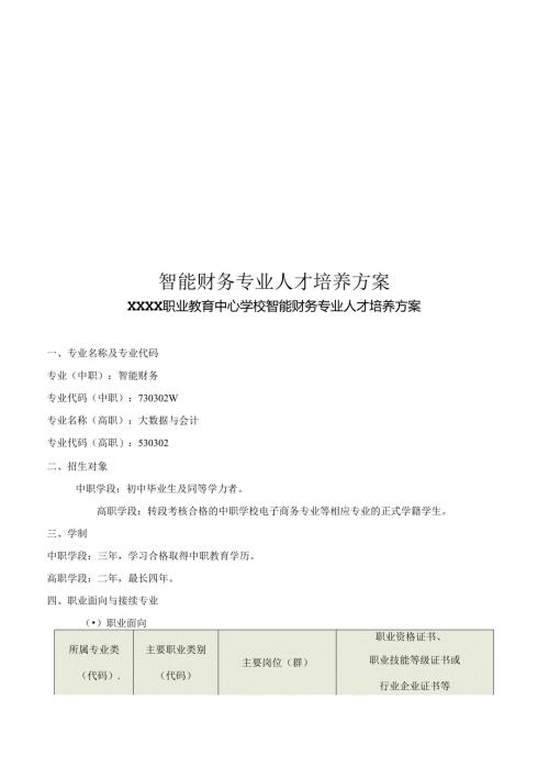职业技术学校智能财务专业3+2 人才培养方案.docx