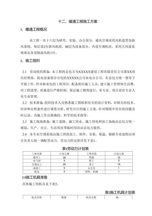 暖通空调工程施工方案6篇.docx