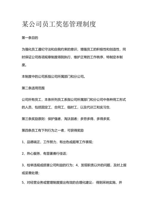 某公司员工奖惩管理制度全套.docx
