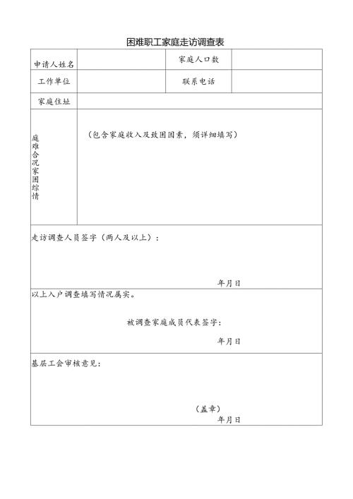 困难职工家庭走访调查表.docx