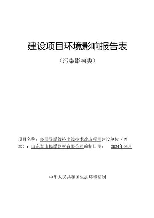 山东泰山民爆器材有限公司山东泰山民爆公司导爆管生产线技改项目环评报告表.docx