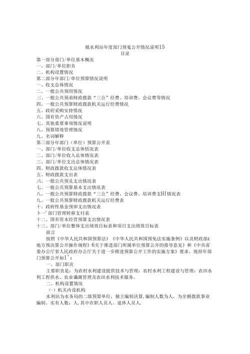 镇水利站年度部门预算公开情况说明书.docx