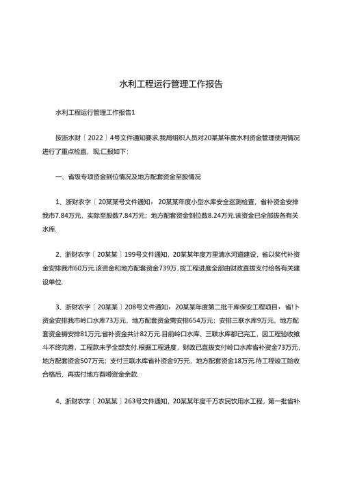 水利工程运行管理工作报告.docx
