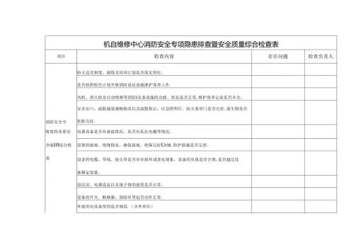 机自维修中心消防安全专项隐患排查暨安全质量综合检查表.docx