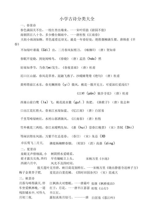 小升初古诗分类复习大全.docx