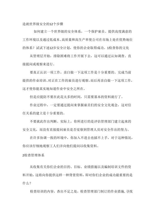造就世界级安全的12个步骤.docx