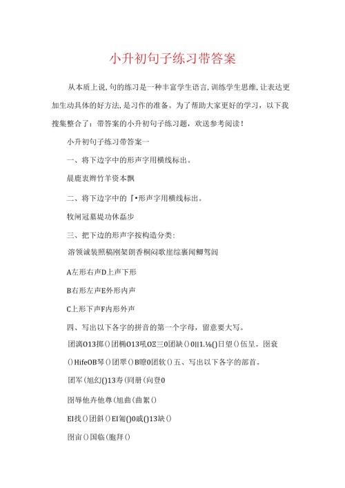 小升初句子练习带答案.docx