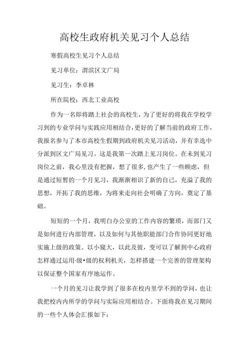 大学生政府机关见习个人总结.docx