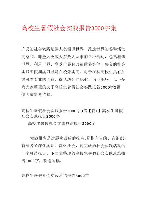 大学生暑假社会实践报告3000字集合3篇.docx