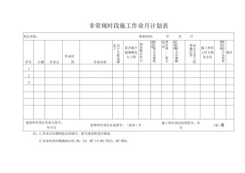 非常规时段施工作业月计划表.docx