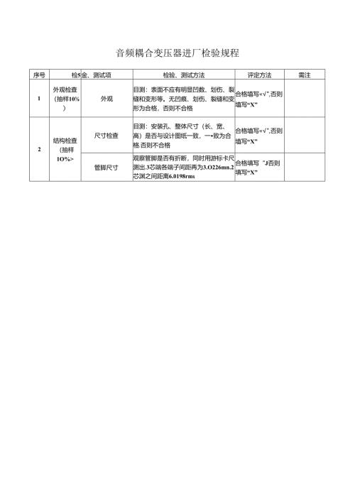 音频耦合变压器进厂检验规程.docx