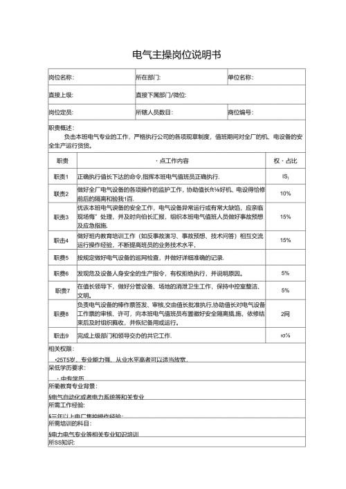 电气主操岗位说明书.docx
