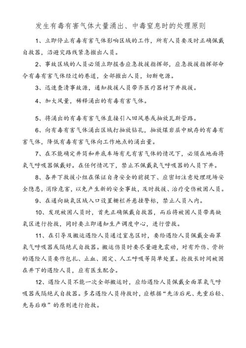 发矿井生有毒有害气体大量涌出、中毒窒息时的处理原则.docx