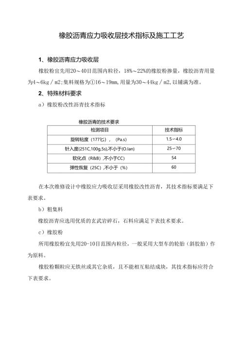 橡胶沥青应力吸收层技术指标及施工工艺.docx