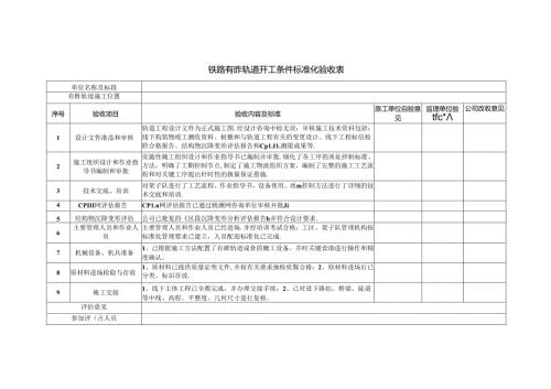 铁路有砟轨道开工条件标准化验收表.docx