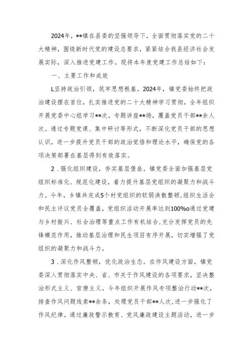 2024年度党建工作总结范文.docx