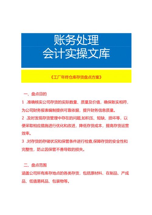 《工厂年终仓库存货盘点方案》.docx