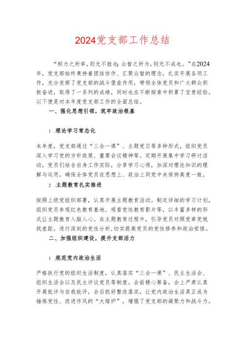 2024党支部工作总结.docx