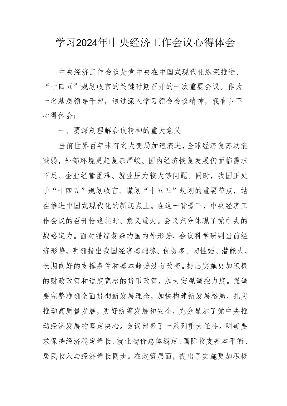 学习2024年中央经济工作会议心得体会.docx_第1页