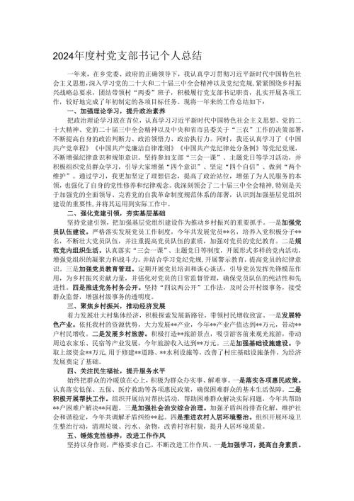 2024年度村党支部书记个人总结.docx