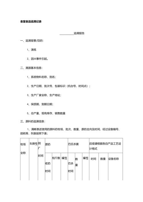 食堂食品追溯记录报告.docx
