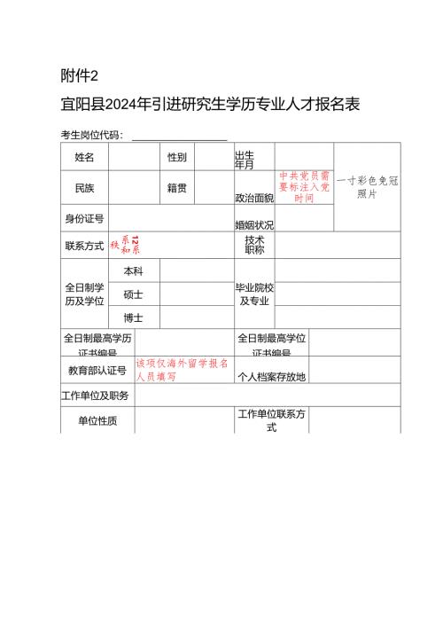 孟津县引进研究生学历人才报名表.docx