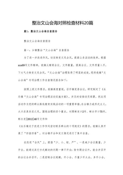 整治文山会海对照检查材料20篇.docx