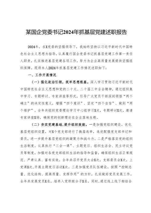 某国企党委书记2024年抓基层党建述职报告.docx
