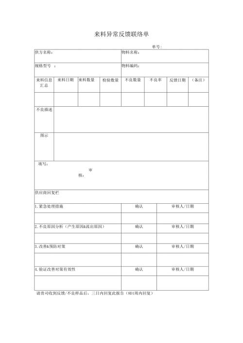 来料异常反馈联络单.docx