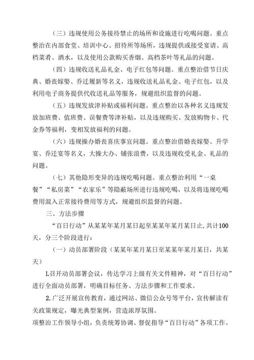 某单位党组违规吃喝专项整治“百日活动”行动实施方案（共11篇）.docx