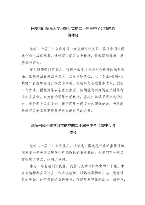 网安部门负责人学习贯彻党的二十届三中全会精神心得体会5篇（详细版）.docx