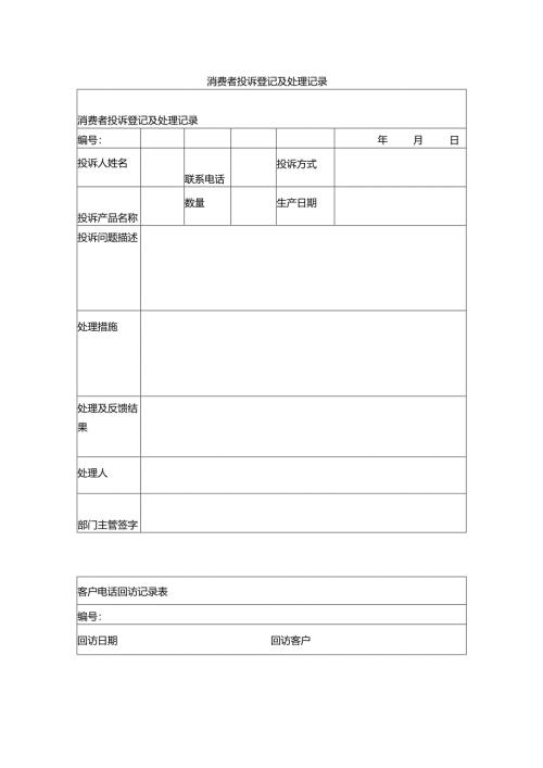 消费者投诉登记及处理记录.docx