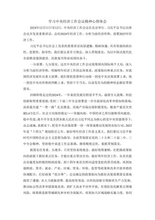学习2025经济工作会议精神心得体会二.docx