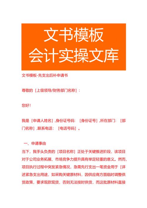 文书模板-先支出后补申请书.docx