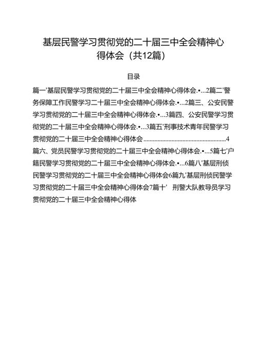 基层民警学习贯彻党的二十届三中全会精神心得体会12篇（详细版）.docx