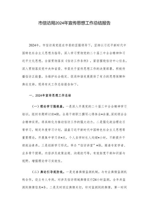 市信访局2024年宣传思想工作总结报告.docx