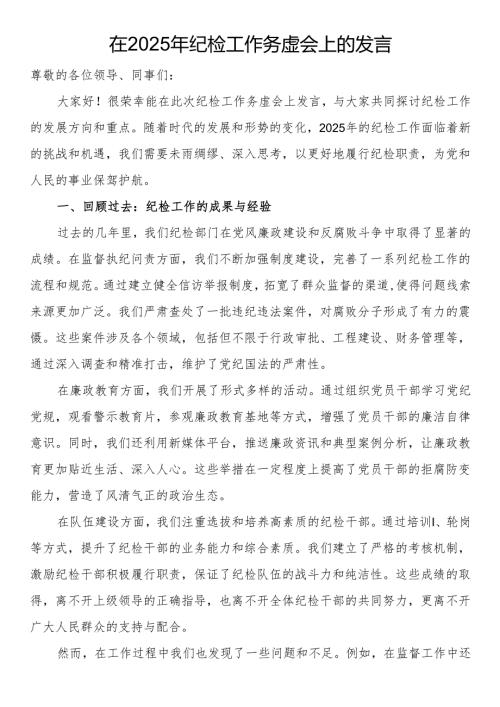 在2025年纪检工作务虚会上的发言.docx